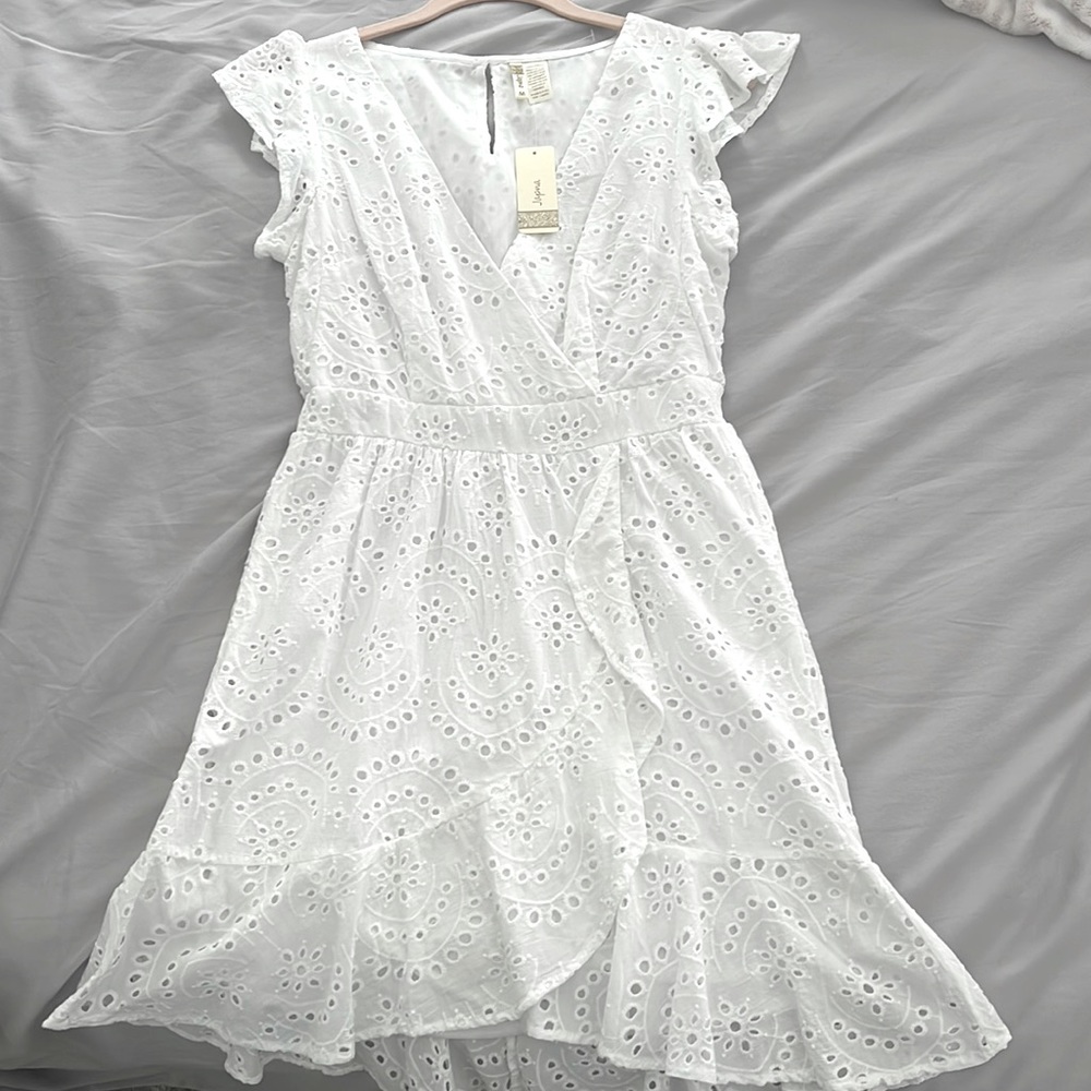 Japna White Eyelet Mini Dress